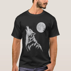 Graphic Wolf Howling Moon Forest Nature Animal Wil T-Shirt