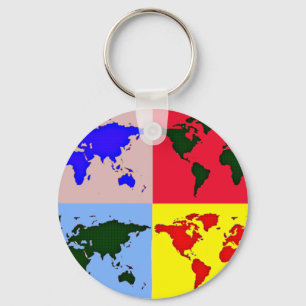 graphic world map key ring