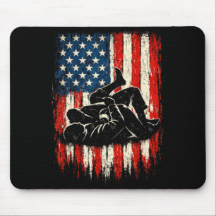 Graphic Wrestling American Flag Patriotic Fighter Mouse Pad