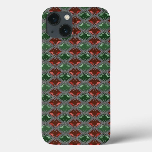 Graphical Diamonds Pattern Red Green Gems Case-Mate iPhone Case (Back)