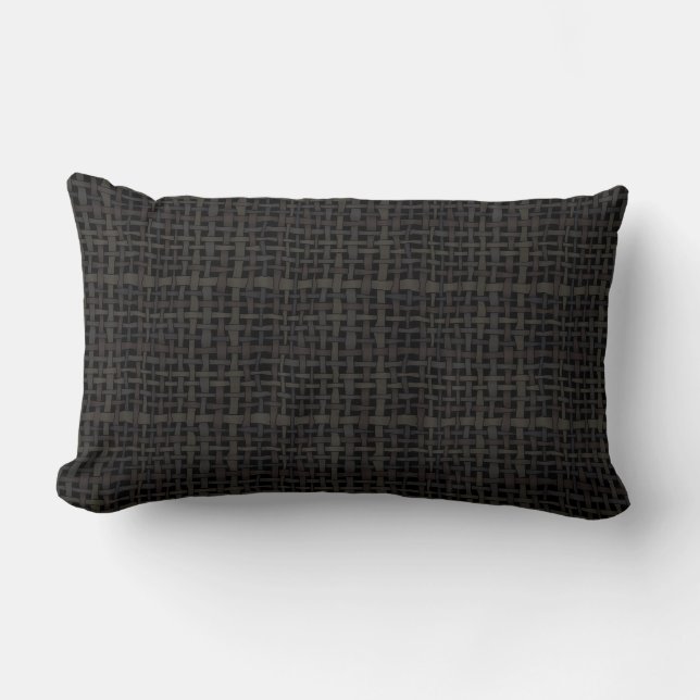 Graphical Natural Colours Woven Burlap Lumbar Cushion (Front)