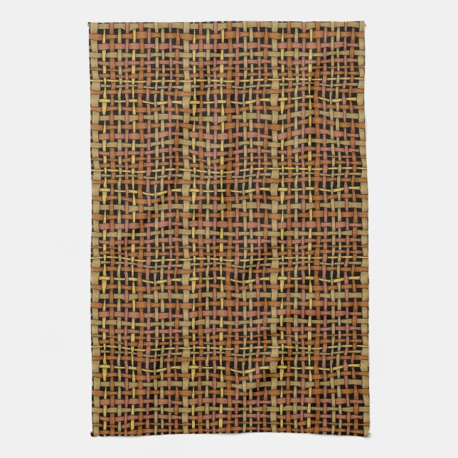 Graphical Natural looking Woven Burlap Red Tea Towel (Vertical)
