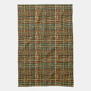 Graphical Natural looking Woven Strings Green Tea Towel