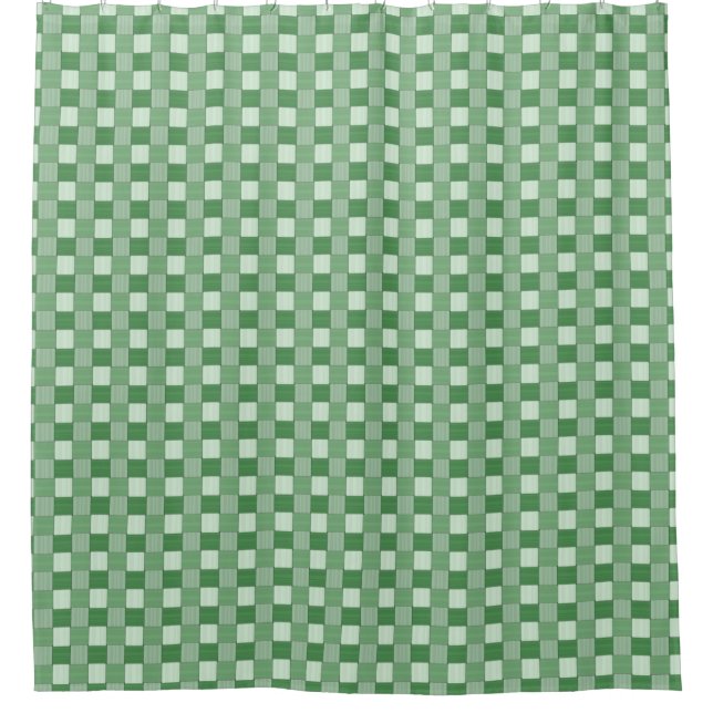 Graphical Woven Chequered Spring Green Shower Curtain (Front)