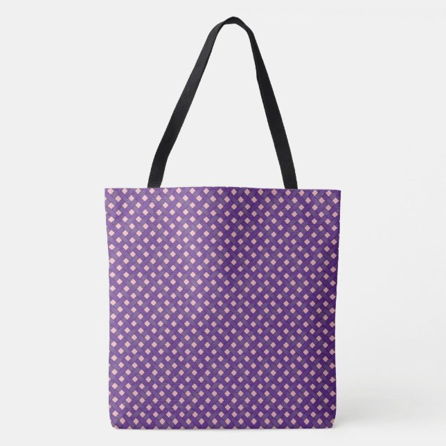 Graphical Woven Rattan Purple on Custom Pink Tote Bag (Front)
