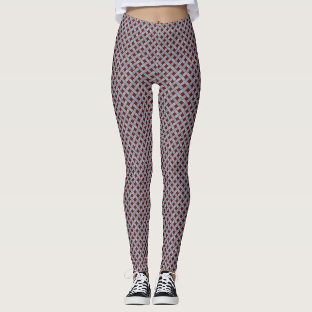 Graphical Woven Rattan Silver on Custom Red Leggings (Front)