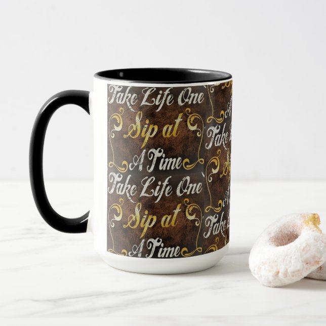 Graphics Art "One sip at a time" Mug (With Donut)