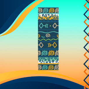 Graphics Fish with Geometrics on Dark Blue Yoga Mat