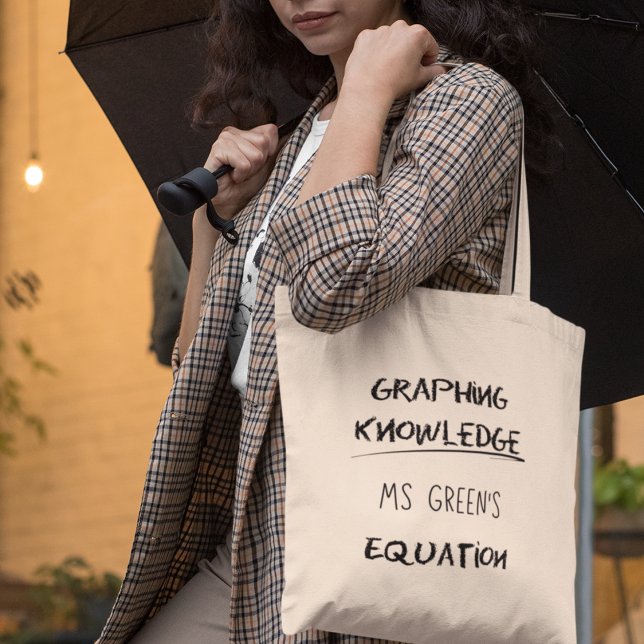 Graphing Knowledge Personalized Math Teacher Tote Bag (Shop now and let your math brilliance shine.)