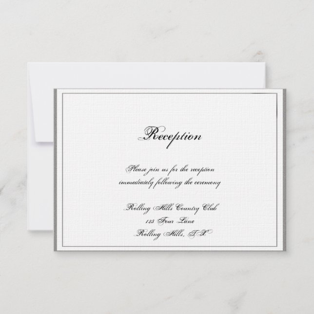 Graphite Grey Filigree Posh Wedding Reception Invitation (Front)