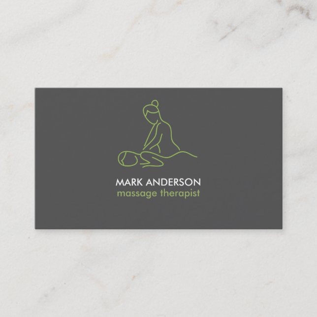 Graphite Grey Massage Therapy Masseuse Spa Business Card (Front)