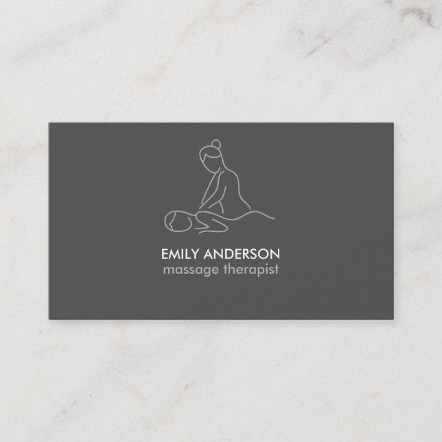 Graphite Grey Massage Therapy Masseuse Spa Business Card (Front)