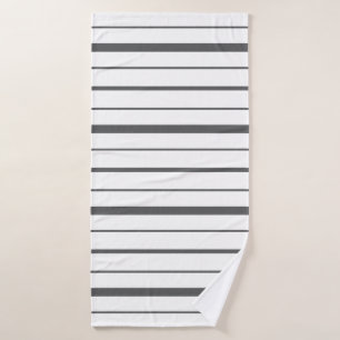 Graphite Grey Stripes on White Background Bath Towel