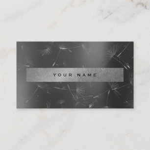 Graphite Metallic Grey Graphite Grungy Dandelions Business Card