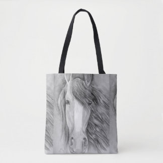 Graphite Pencil Horse Portrait Drawing Tote Bag