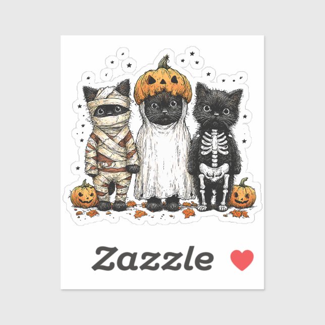 Grapping three Halloween cats (Sheet)