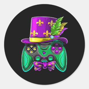 Gras Video Game Controller Jester Hat Costume Kids Classic Round Sticker