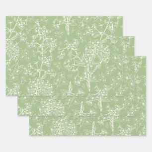 Grasmere Garden Vintage Modern Botanical Pattern Wrapping Paper Sheet