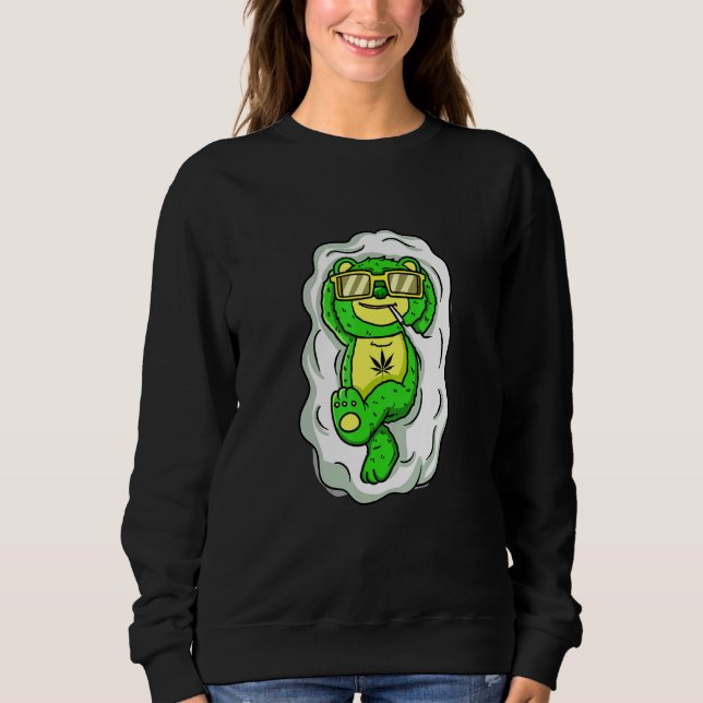 Grass Bear Sunglasses Green Cloud Chill Sweatshirt (Front)