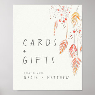 Grass berries fall wedding cards and gifts sign