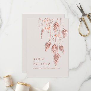 Grass berries watercolor brown orange wedding programme