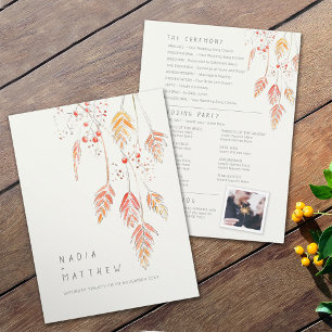 Grass berries watercolor sketch wedding  programme