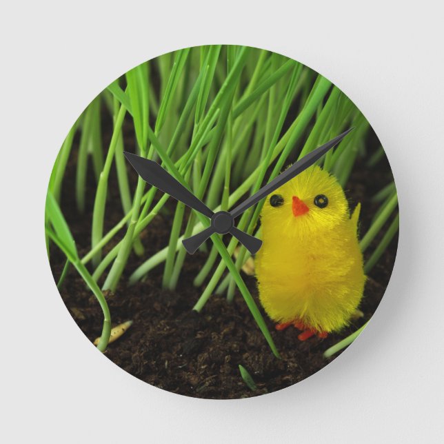 grass chick round clock (Front)