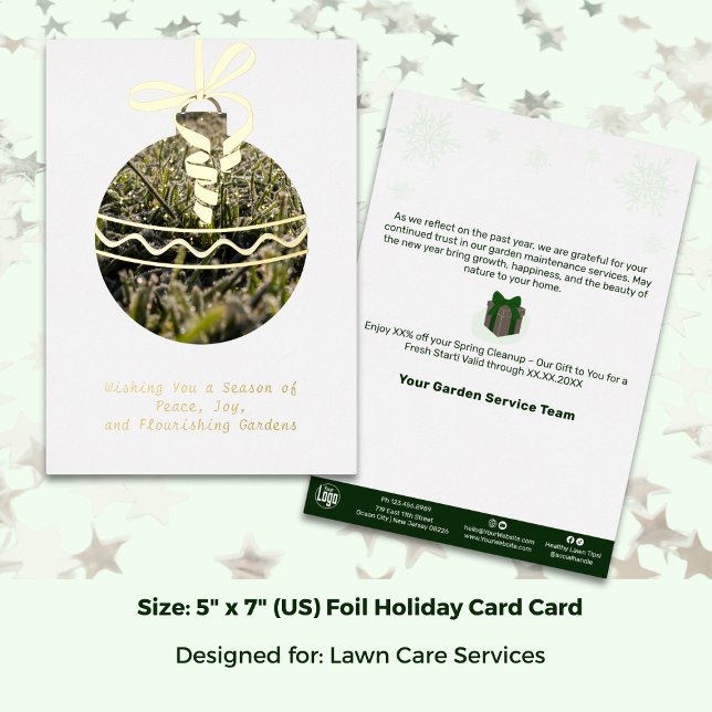 Grass Christmas Tree Ornament Foil Holiday Card (Grass Christmas Tree Ornament Foil Holiday Card; Size: 5 x 7 Inch)