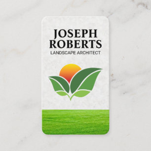 Grass Field Nature Sun Leaf Logo Landscape Business Card