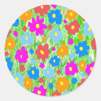Grass FlowerPower Classic Round Sticker