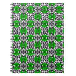 Grass Green and White Repeat Tile Pattern Notebook