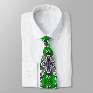 Grass Green and White Repeat Tile Pattern Tie