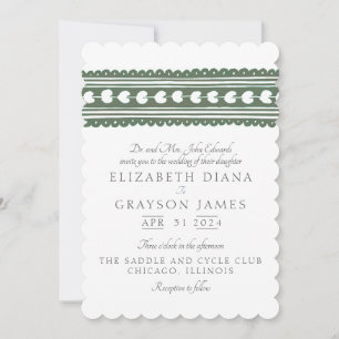Grass Green Botanical Block Print Wedding Invitati Invitation