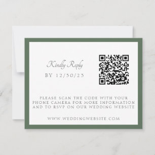 Grass Green Botanical Block Print Wedding RSVP Card