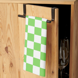 Grass green chequered tea towel