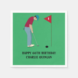 Grass Green Golfer Themed Napkin