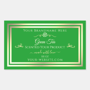 Grass Green Product Label Gold Frame Vintage Rose