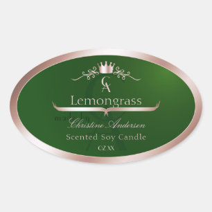 Grass Green Product Label Rose Gold Frame Monogram