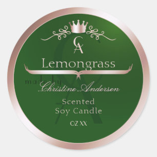 Grass Green Product Label Rose Gold Frame Monogram