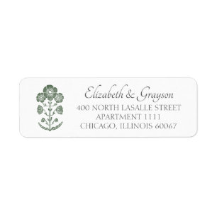 Grass Green & White Botanical Block Print Wedding