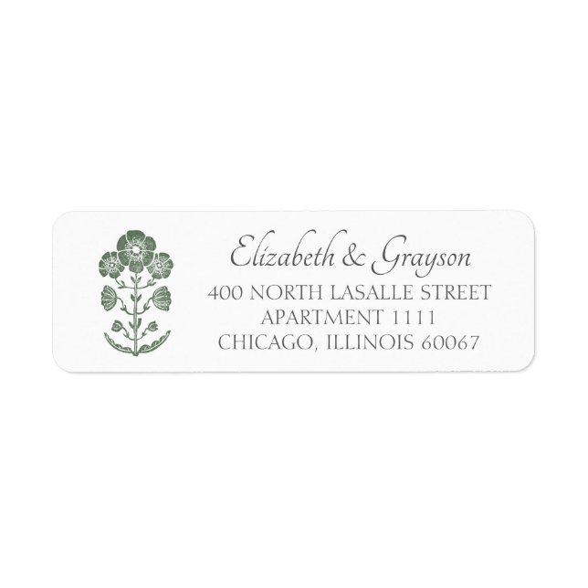 Grass Green & White Botanical Block Print Wedding (Front)