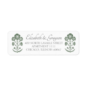 Grass Green & White Botanical Block Print Wedding