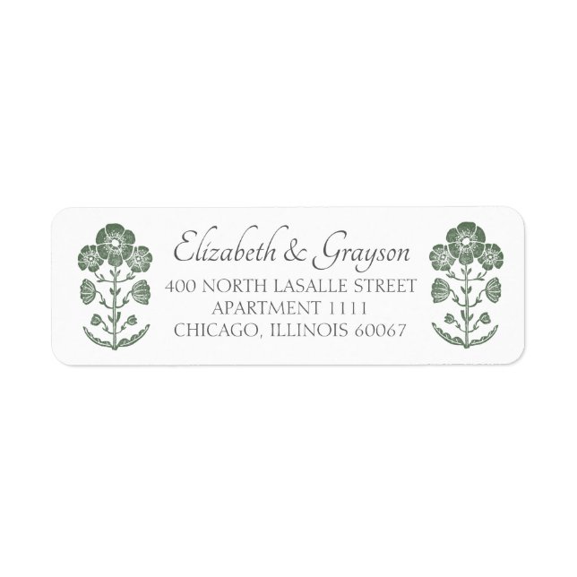 Grass Green & White Botanical Block Print Wedding (Front)