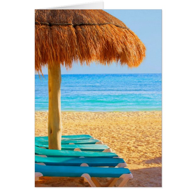 Grass Hut & Loungers On Beach (Front)