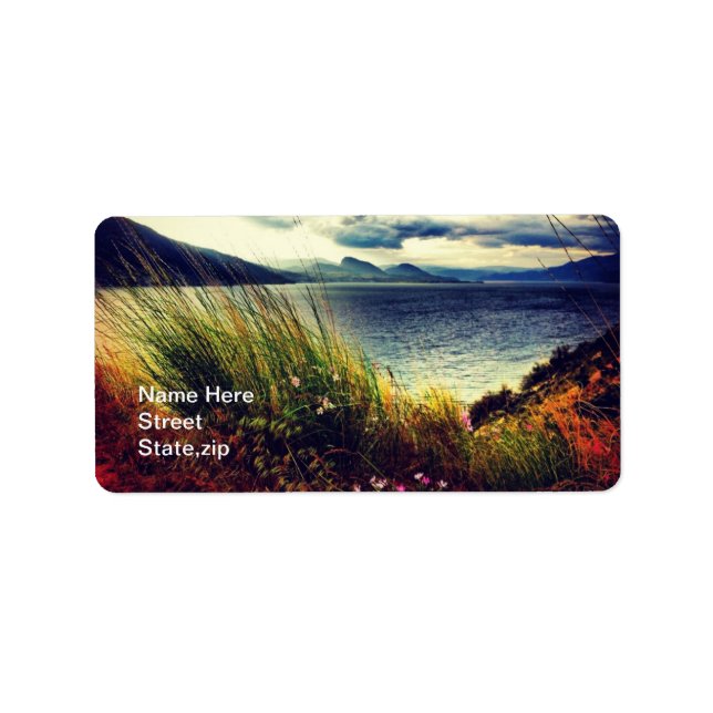 Grass Lake Dark Blue Clouds Address Label (Front)