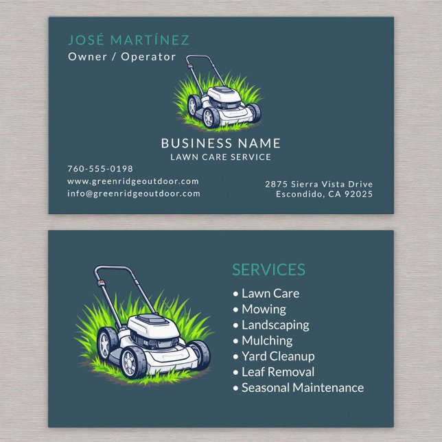 Grass Lawn Mower Care Service Professional  Business Card (Creator Uploaded)