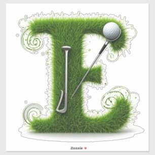 Grass Letter Golf Theme With Balls And Clubs