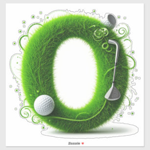 Grass Letter Golf Theme With Balls And Clubs