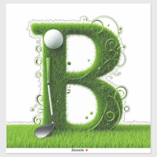 Grass Letter Golf Theme With Balls And Clubs