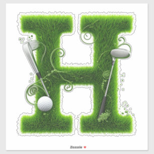 Grass Letter Golf Theme With Balls And Clubs